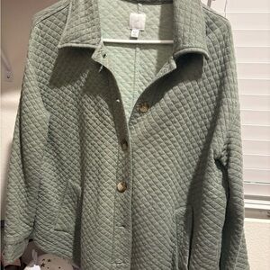J. Jill Sage Quilted Button Down Shirt